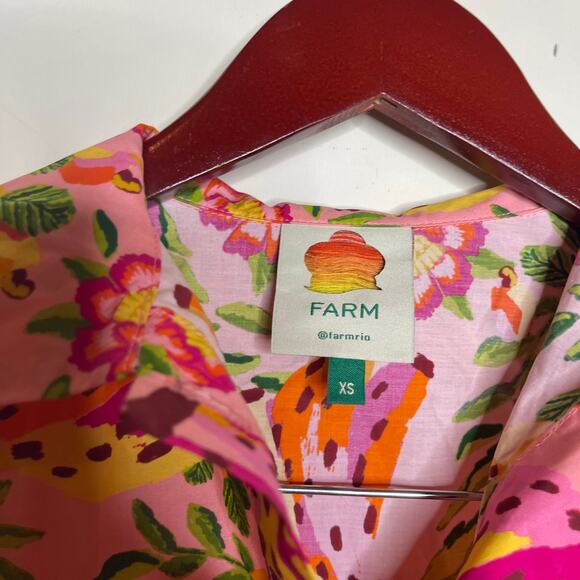 FARM RIO Pink Painted Bananas Mini Dress sz XS - Picture 2 of 6